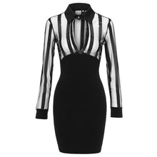 Load image into Gallery viewer, Long Sleeve Sheer Striped Mesh