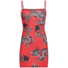 Load image into Gallery viewer, Dragon Print Strap Casual Night-club Mini party Dress