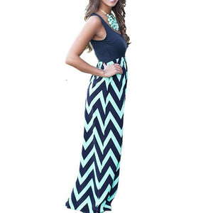 Striped Design Long Boho Dress