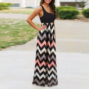 Striped Design Long Boho Dress