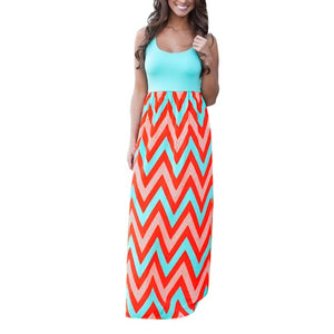 Striped Design Long Boho Dress